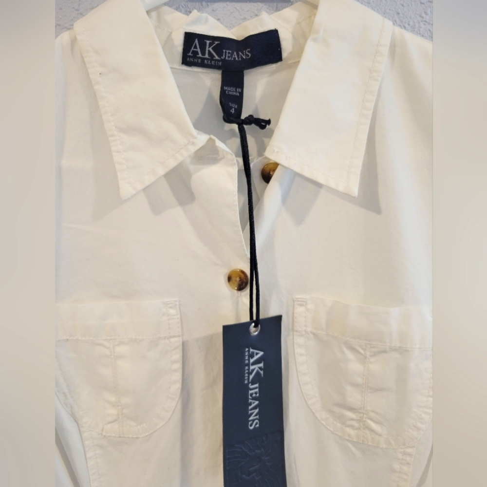 NWT Anne Klein White Midi Shirt Dress 4 - Picture 4 of 7